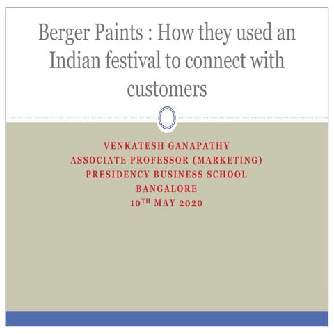 BERGER PAINTS - SOCIAL MEDIA MARKETING STRATEGY