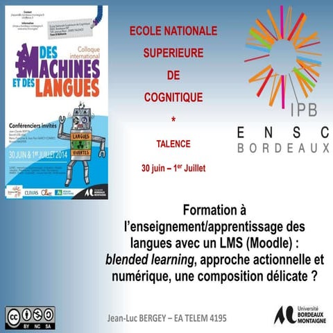 Colloque "machines & langues" (Ecole de Cognitique - Bordeaux juillet 2014)
