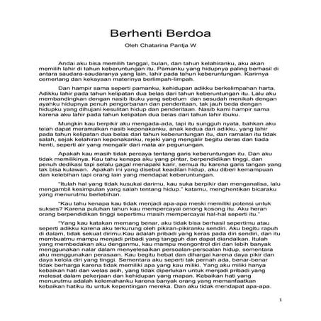 Cerpen Berhenti Berdoa