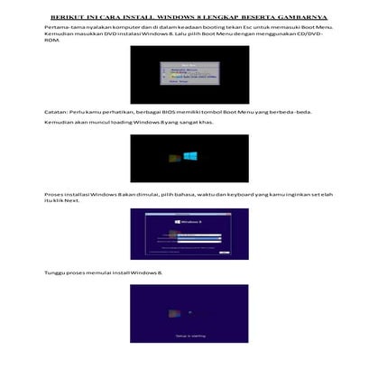 Berikut ini cara install windows 8 lengkap beserta gambarnya