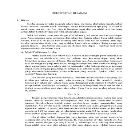 Saham, Yield, dan Return (Matematika Keuangan) | PDF