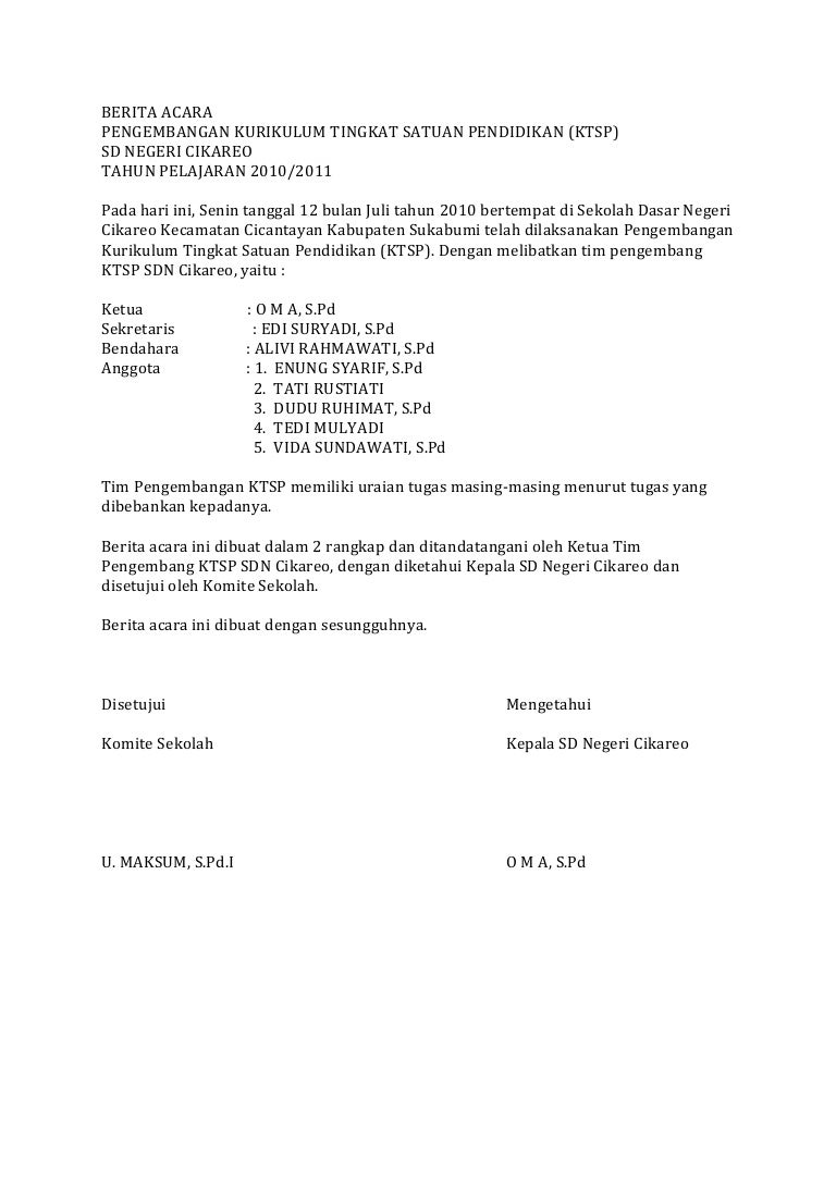 Contoh Sk Tim Pengembang Kurikulum Sd 2019 Dunia Sosial