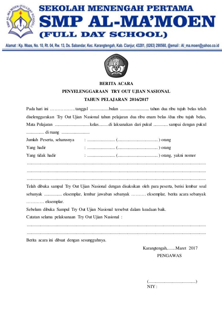 Berita Acara Try Out