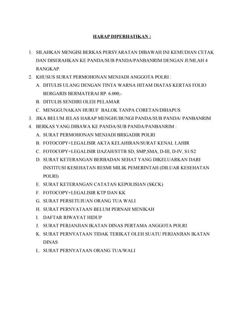 Berkas persyaratan brigadir