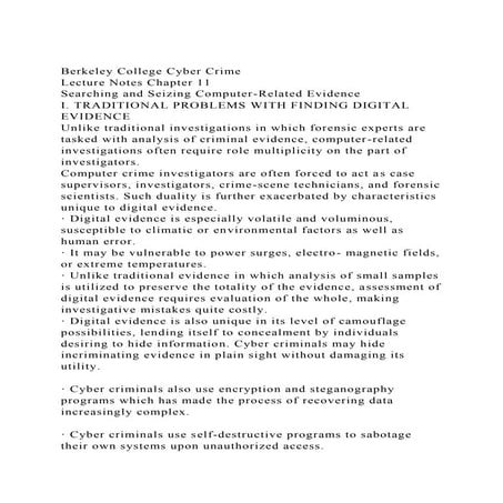 Berkeley College Cyber CrimeLecture Notes Chapter 11Searching .docx