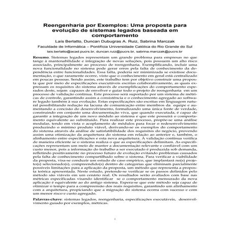 Berlatto reengenharia por exemplos uma proposta para evolucao de sistemas leg...