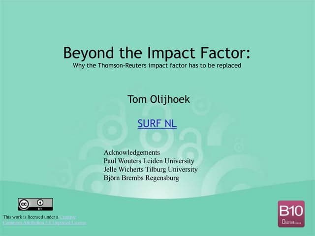 Berlin10 beyond the impact factor