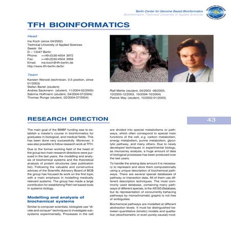 Berlin center for genome based bioinformatics   koch05