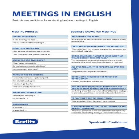 Berlitz Tip - Meetings in English