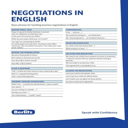Berlitz Tip - Negotiations in English