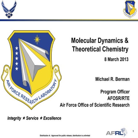 Berman - Molecular Dynamics & Theoretical Chemistry - Spring review 2013