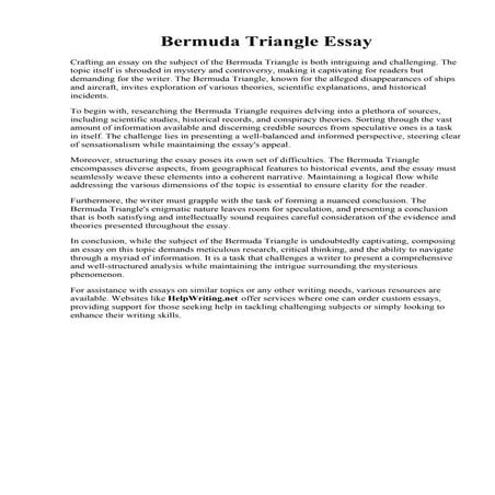 Bermuda Triangle Essay.  Bermuda triangle essay. FREE The Bermuda Triangle Essay. 2019-02-21