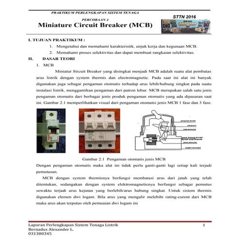 Laporan Perlengkapan Sistem Tenaga Listrik - MCB
