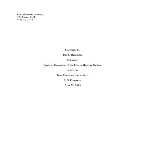 Bernanke's Testimony to Congress