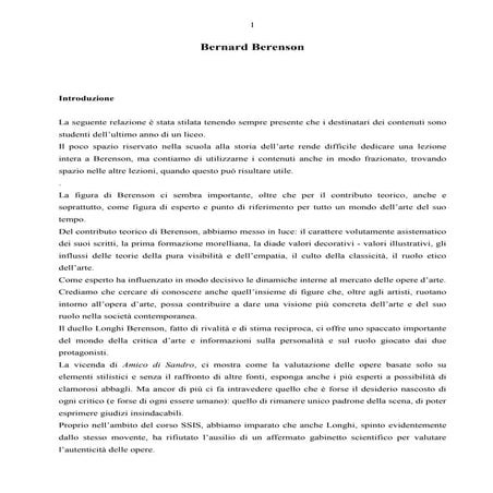 Bernard Berenson Relazione