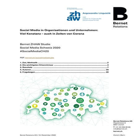 Bernet ZHAW Studie Social Media Schweiz 2020