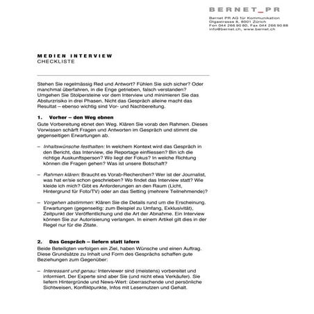 Bernet Checkliste Medien Interview