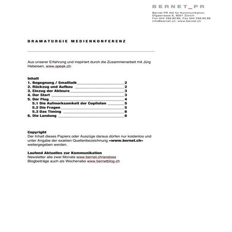 Bernet Dramaturgie Medienkonferenz