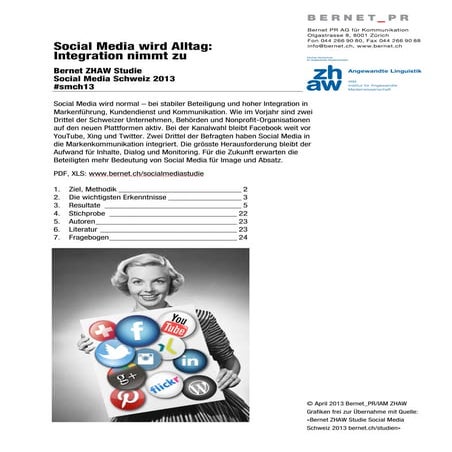 Bernet ZHAW Studie Social Media Schweiz 2013