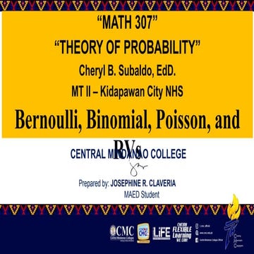 Theory of Probability-Bernoulli, Binomial, Passion