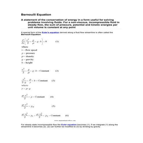 Bernoulli equation