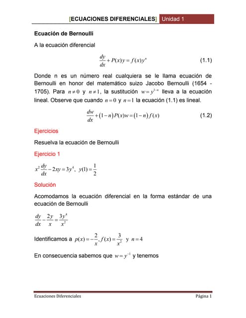 Bernoulli y ricatti