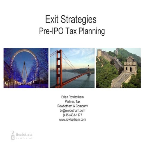 Sale of business and Pre-IPO Planning Strategies