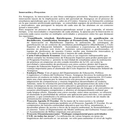 Berrikuntza eta proiektuak aldaketak 2016 