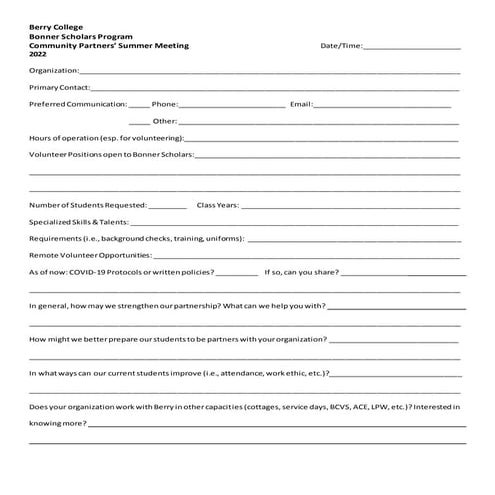 Berry College Community Partners’ Summer Meeting 2022.docx