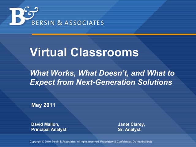 Virtual Classrooms: What Works and What Doesn't