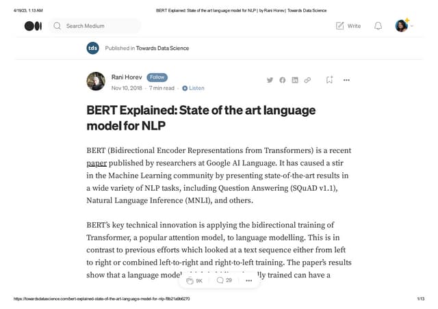 BERT Explained_ State of the art language model for NLP.pdf