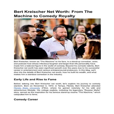 Bert Kreischer Net Worth-From The Machine to Comedy Royalty | PDF