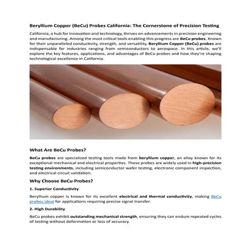 Beryllium Copper (BeCu) Probes California The Cornerstone of Precision ...