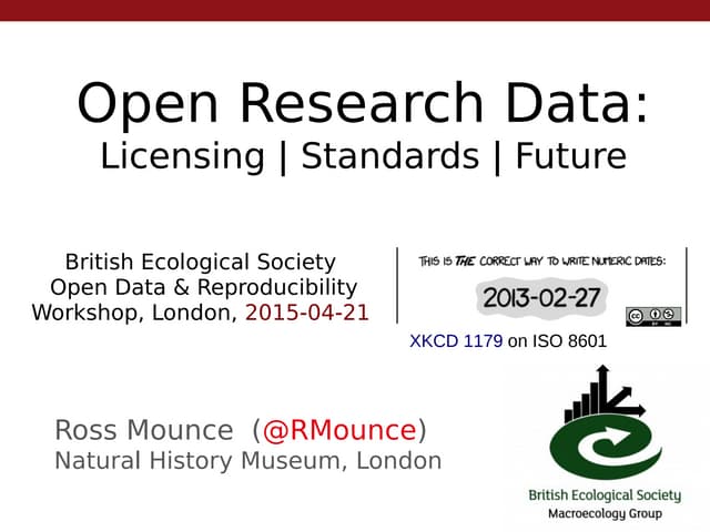 Open Research Data: Licensing | Standards | Future