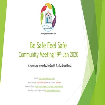 Be safe feel safe 19th January 2020