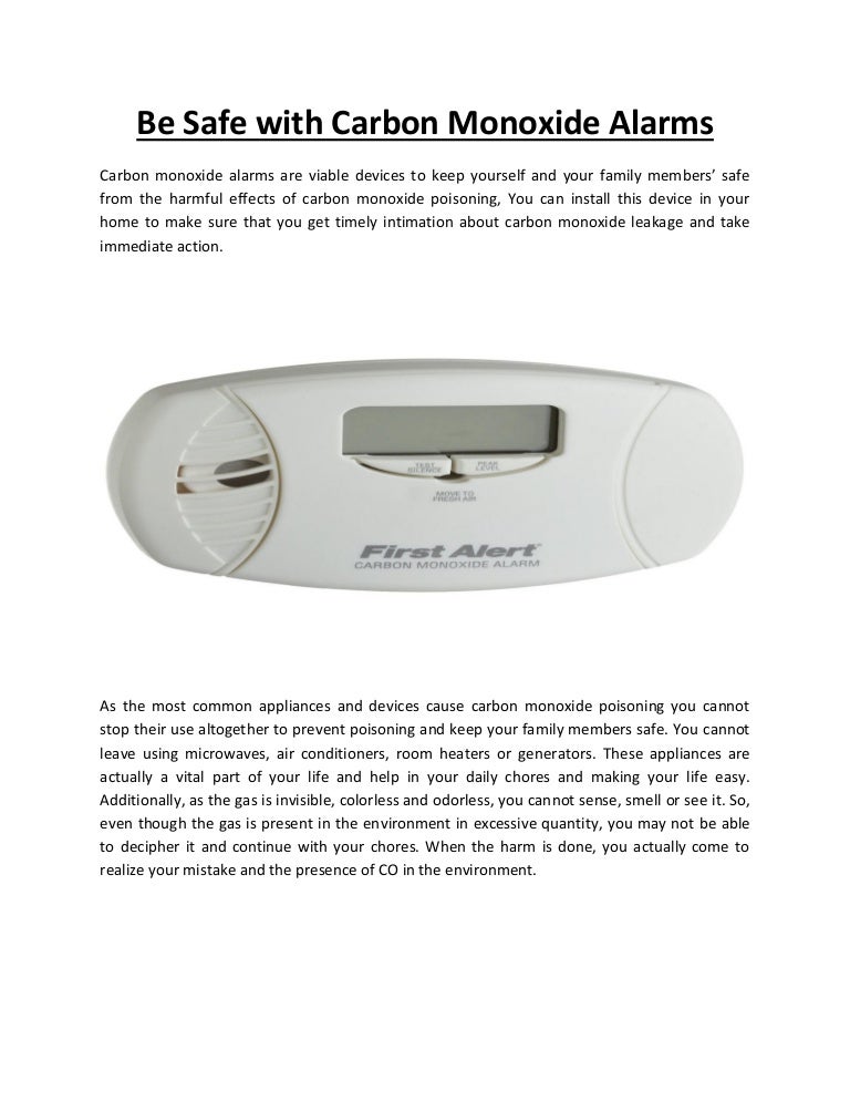 Be safe with carbon monoxide alarms