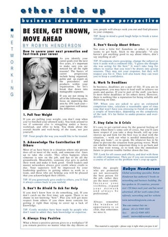 Be Seen, Get Known, Move Ahead