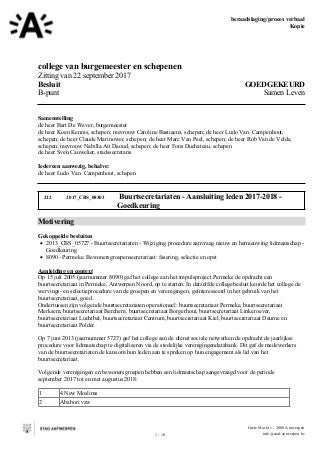 Overzicht leden buurtsecretariaten Antwerpen 2017-2018