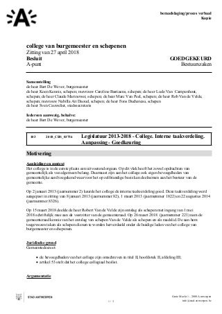 Bevoegdheden Rob Van de Velde gaan naar Bart De Wever