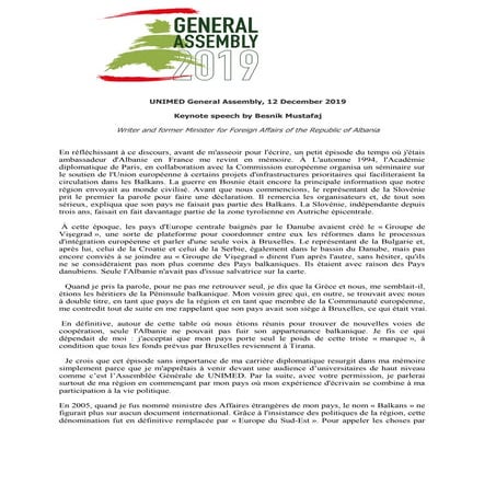 Besnik Mustafaj, Writer and Former Minister for Foreign Affairs of the Republic of Albania