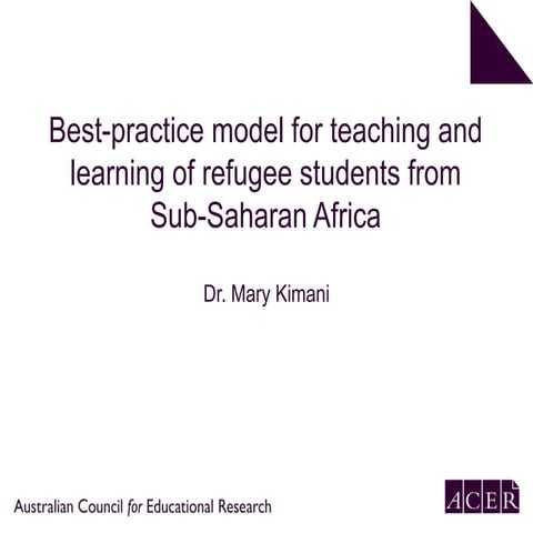 Best-practice model of teaching and learning for refugee students from Sub-Sa...