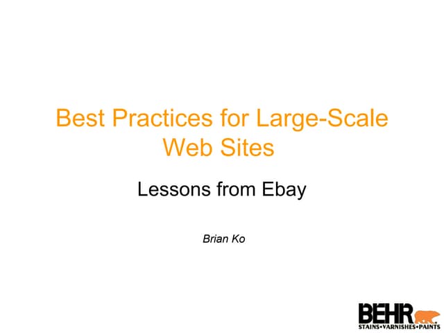 Best Practices for Large-Scale Web Sites