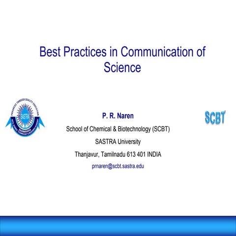 Best Practices in Communication of Science