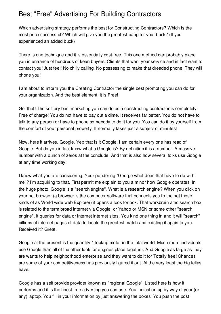 Best "Free" Advertising For Building Contractors