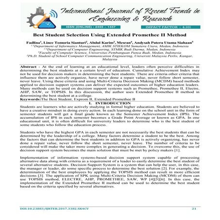 Best Student Selection Using Extended Promethee II Method