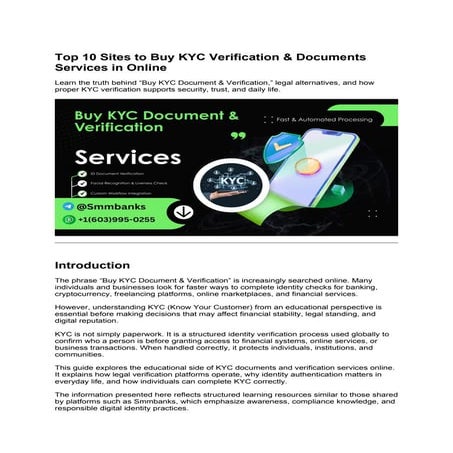 Introduction to Know Your Customer (KYC) | PPTX