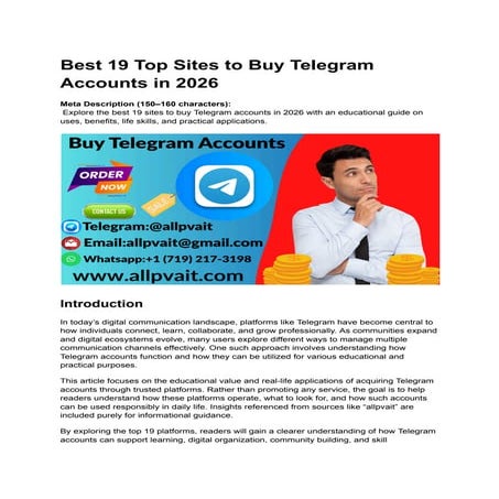 Top 19 Sites to Buy Telegram Accounts in 2026 | PDF