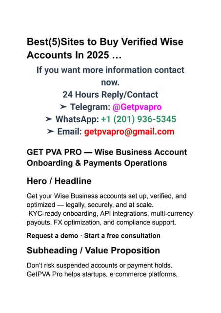 3 Best(5)Sites to Buy,- Verified Wise Accounts In 2025