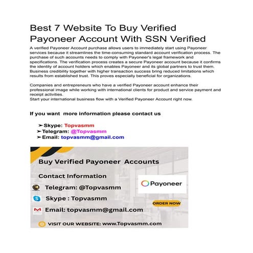 Best 7 Website To Buy Verified Payoneer Account With SSN Verified.pdf