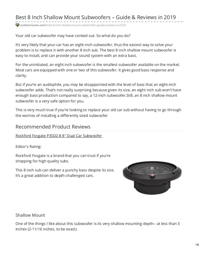 best 8 inch shallow mount subwoofer